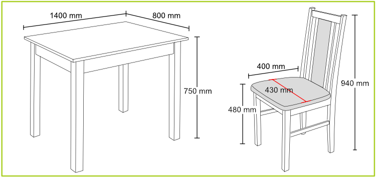 Sestava stul a židle 140x80 SK, DE